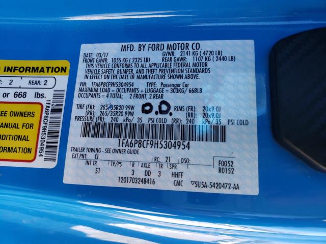 2017 FORD MUSTANG GT 1FA6P8CF9H5304954