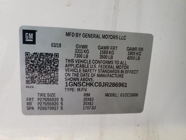 2018 CHEVROLET SUBURBAN C 1GNSCHKC0JR286961