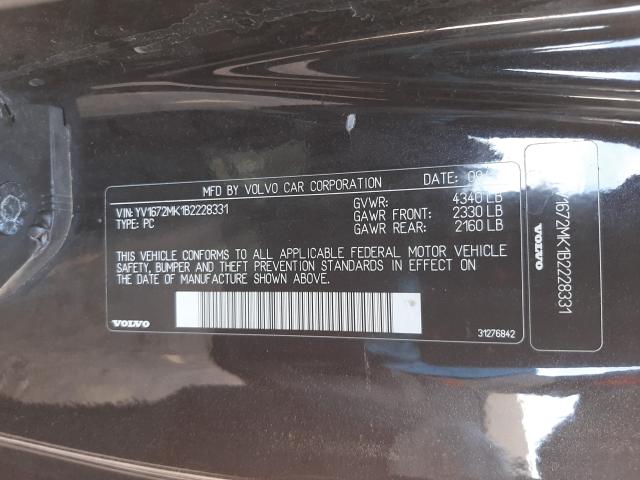 2011 VOLVO C30 T5 YV1672MK1B2228331