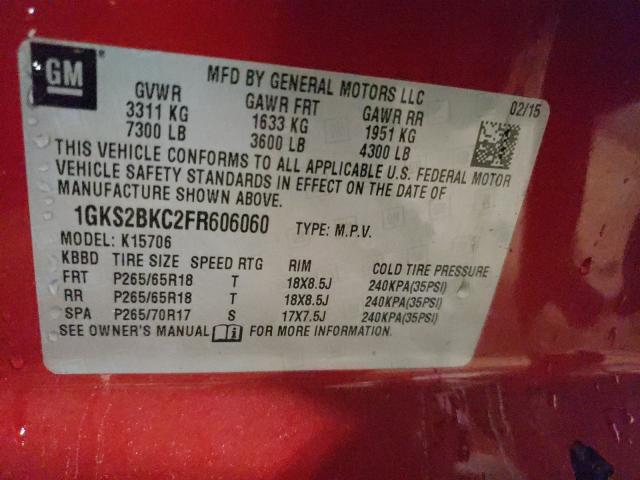 2015 GMC YUKON SLT 1GKS2BKC2FR606060