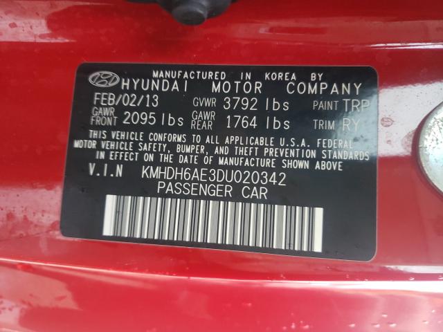 2013 HYUNDAI ELANTRA CO KMHDH6AE3DU020342