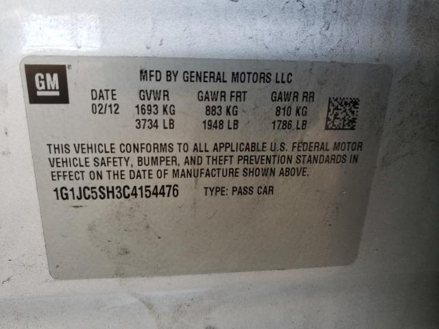 2012 CHEVROLET SONIC LT 1G1JC5SH3C4154476