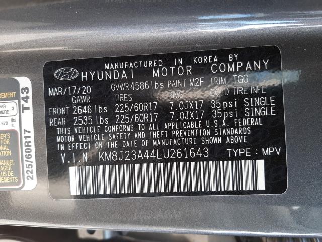 2020 HYUNDAI TUCSON SE KM8J23A44LU261643
