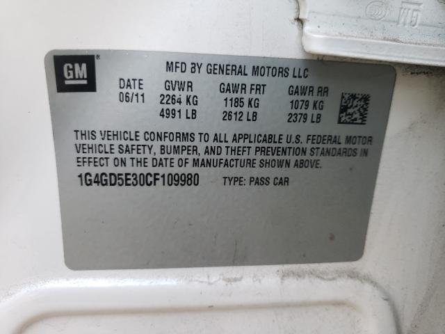 2012 BUICK LACROSSE P 1G4GD5E30CF109980
