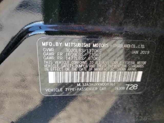2019 MITSUBISHI MIRAGE ES ML32A3HJXKH008361
