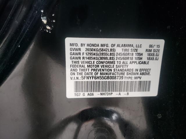 2016 HONDA PILOT EXL 5FNYF6H55GB008739