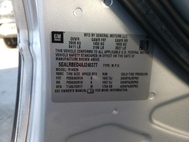 2010 BUICK ENCLAVE CX 5GALRBED4AJ246377