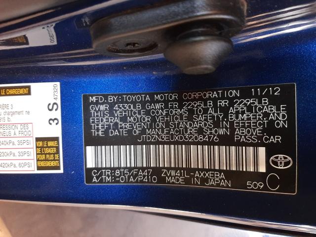 2013 TOYOTA PRIUS V JTDZN3EUXD3208476