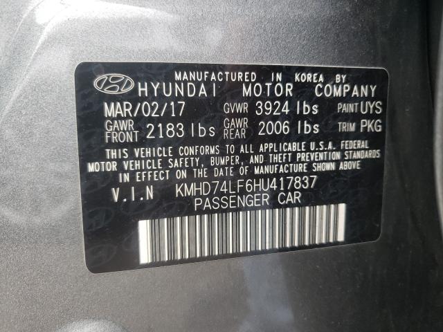 2017 HYUNDAI ELANTRA KMHD74LF6HU417837