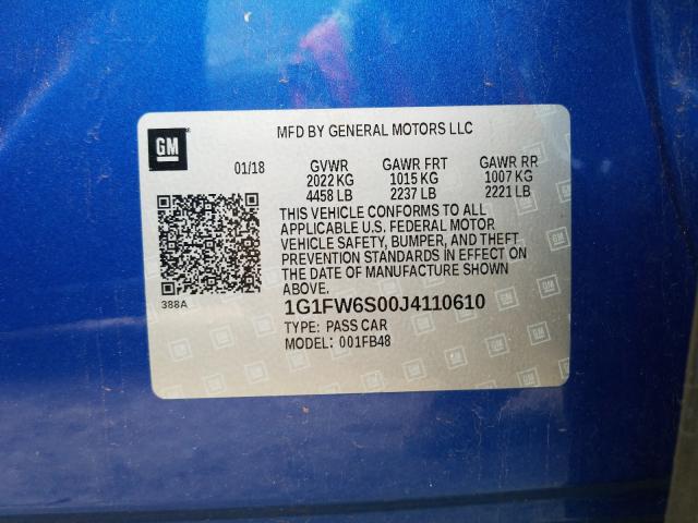 2018 CHEVROLET BOLT EV LT 1G1FW6S00J4110610