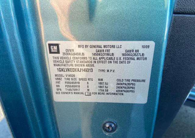 2010 GMC ACADIA SL 1GKLVKEDXAJ149313