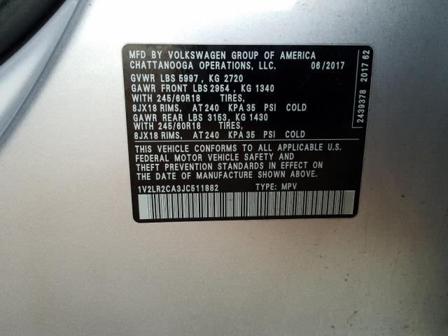 2018 VOLKSWAGEN ATLAS SE 1V2LR2CA3JC511882