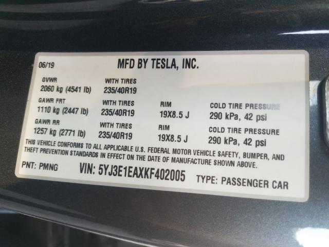 2019 TESLA MODEL 3 5YJ3E1EAXKF402005