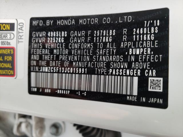 2018 HONDA CLARITY JHMZC5F13JC015991