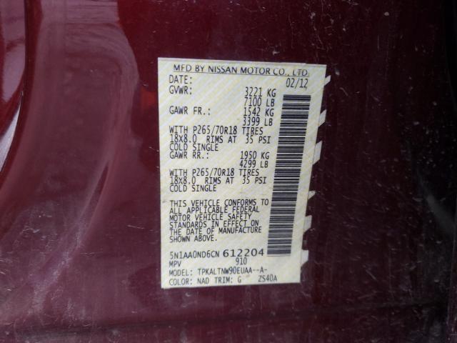 2012 NISSAN ARMADA SV 5N1AA0ND6CN612204