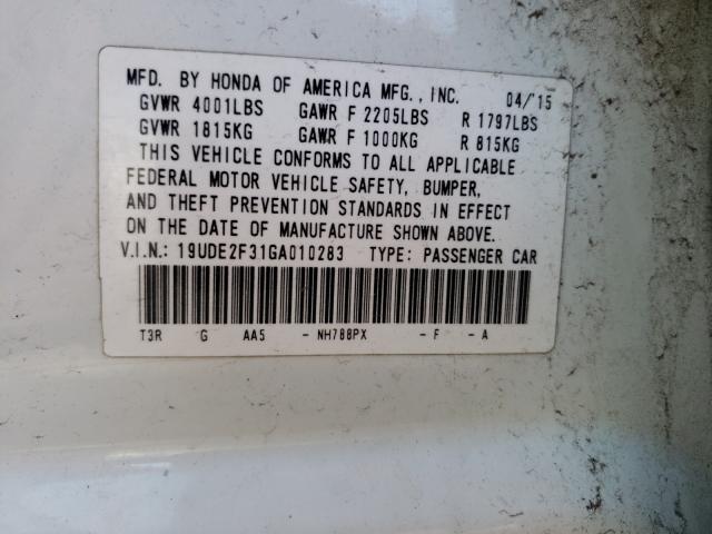 2016 ACURA ILX BASE W 19UDE2F31GA010283