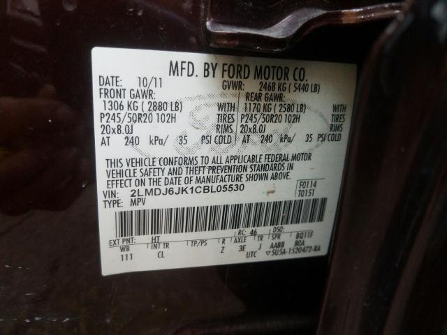 2012 LINCOLN MKX 2LMDJ6JK1CBL05530