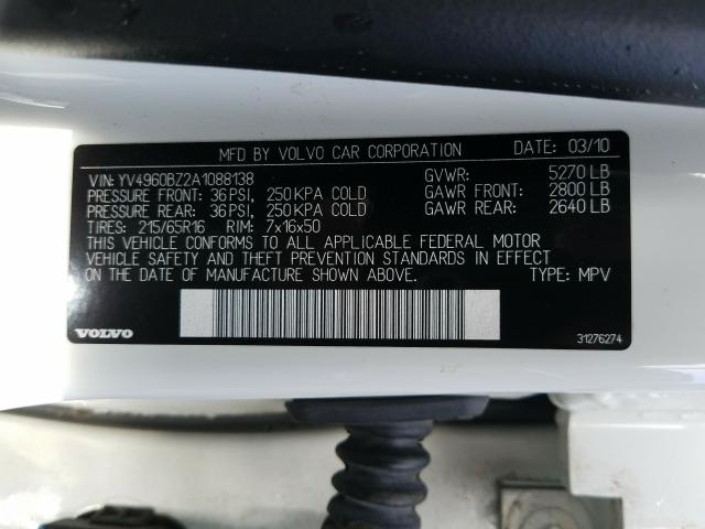 2010 VOLVO XC70 3.2 YV4960BZ2A1088138