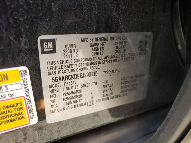 2014 BUICK ENCLAVE 5GAKRCKD9EJ298115