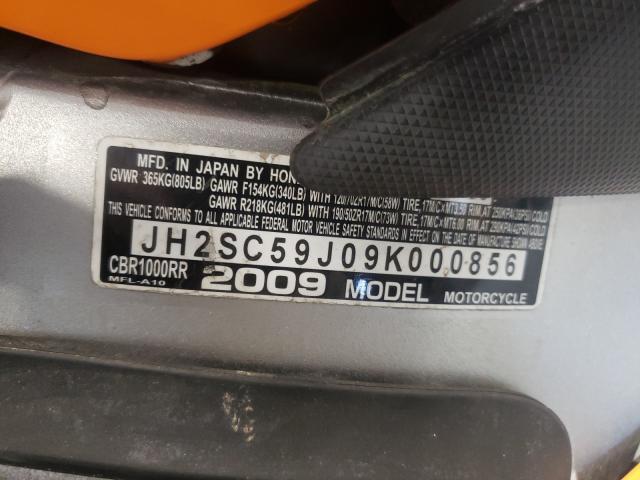 2009 HONDA CBR1000 RR JH2SC59J09K000856