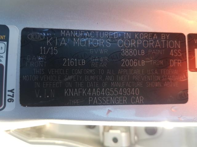 2016 KIA FORTE KNAFK4A64G5549340