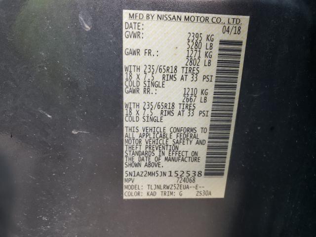 2018 NISSAN MURANO S 5N1AZ2MH5JN152538