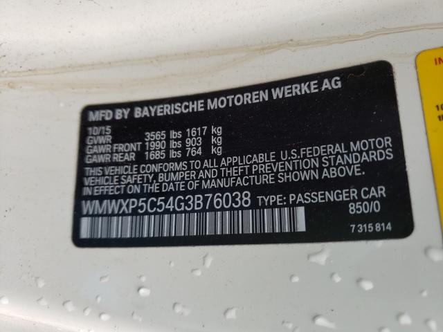 2016 MINI COOPER WMWXP5C54G3B76038