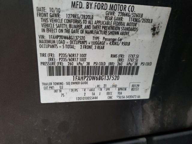 2011 FORD TAURUS SE 1FAHP2DW6BG137520