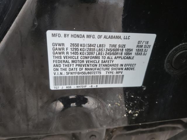 2018 HONDA PILOT EXL 5FNYF6H50JB072775
