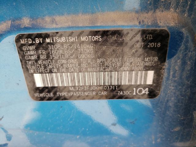 2019 MITSUBISHI MIRAGE G4 ML32F3FJ0KHF03711