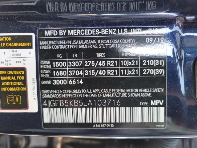 2020 MERCEDES-BENZ GLE 450 4M 4JGFB5KB5LA103716