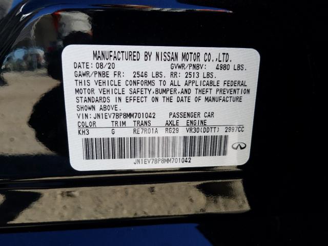 2021 INFINITI Q50 LUXE JN1EV7BP8MM701042