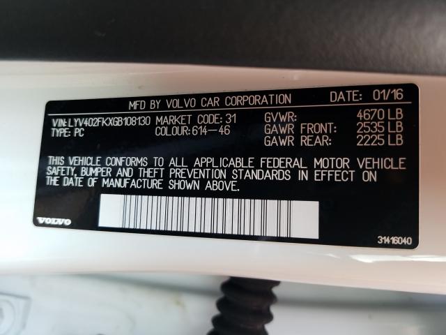 2016 VOLVO S60 PREMIE LYV402FKXGB108130