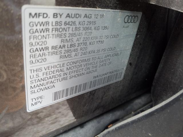 VIN WA1LHAF7XKD025171 2019 Audi Q7, Premium Plus no.10