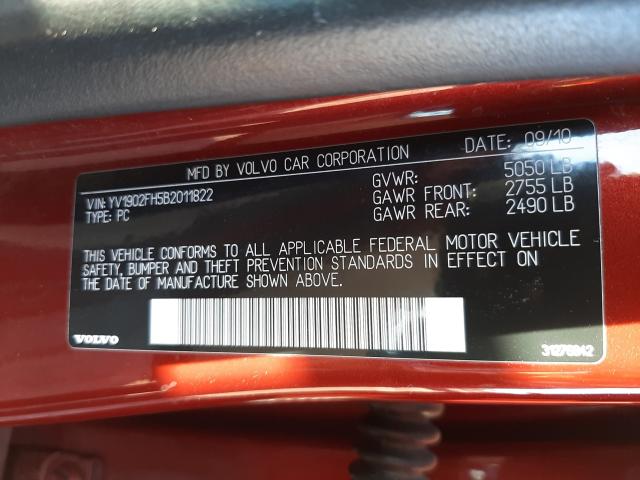 2011 VOLVO S60 T6 YV1902FH5B2011822