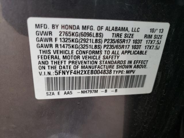 2014 HONDA PILOT LX 5FNYF4H2XEB004838