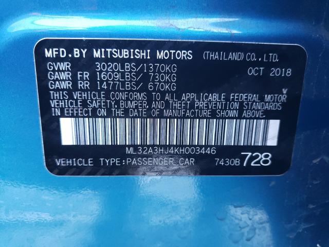 2019 MITSUBISHI MIRAGE ES ML32A3HJ4KH003446