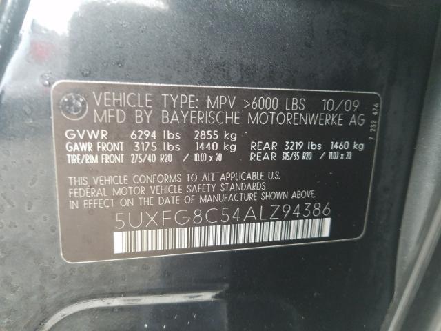 2010 BMW X6 XDRIVE5 5UXFG8C54ALZ94386