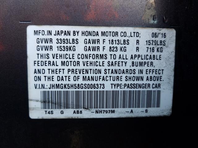 2016 HONDA FIT LX JHMGK5H58GS006373