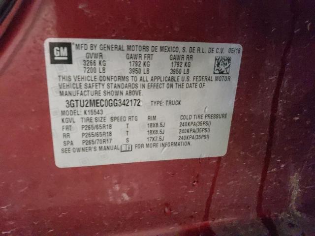 2016 GMC SIERRA K15 3GTU2MEC0GG342172