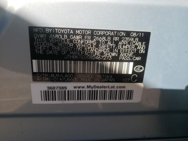 2011 LEXUS ES 350 JTHBK1EG5B2467273