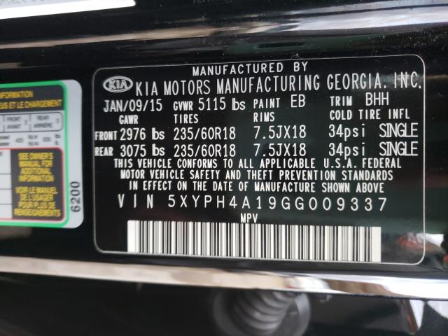 2016 KIA SORENTO 5XYPH4A19GG009337
