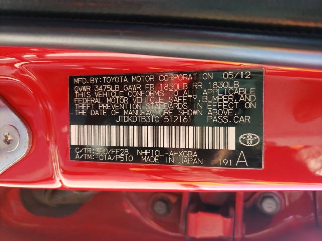 2012 TOYOTA PRIUS C JTDKDTB31C1512161