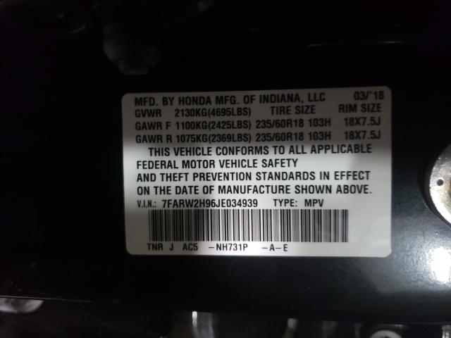 2018 HONDA CR-V TOURI 7FARW2H96JE034939