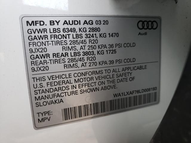 VIN WA1LXAF76LD008193 2020 Audi Q7, Premium Plus no.10