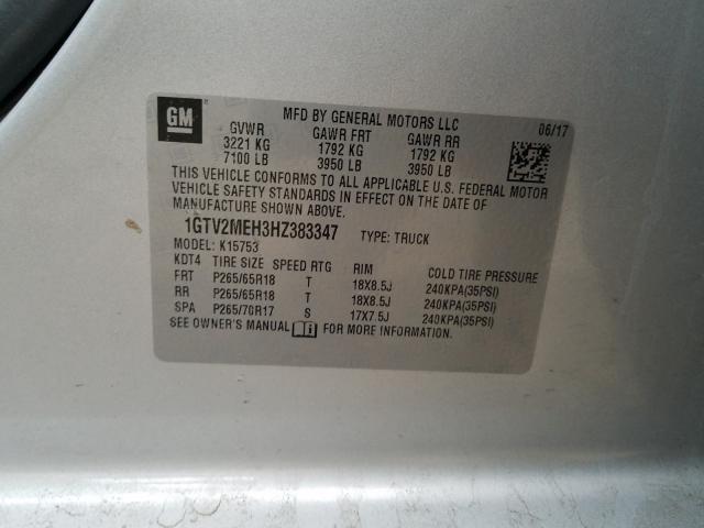 2017 GMC SIERRA K15 1GTV2MEH3HZ383347