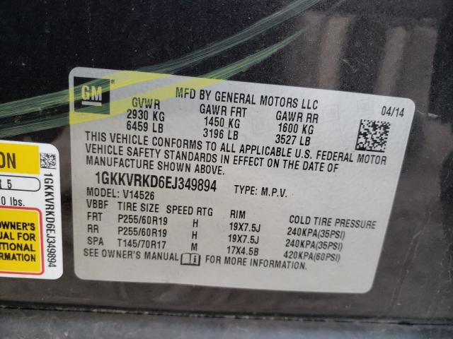 2014 GMC ACADIA SLT 1GKKVRKD6EJ349894