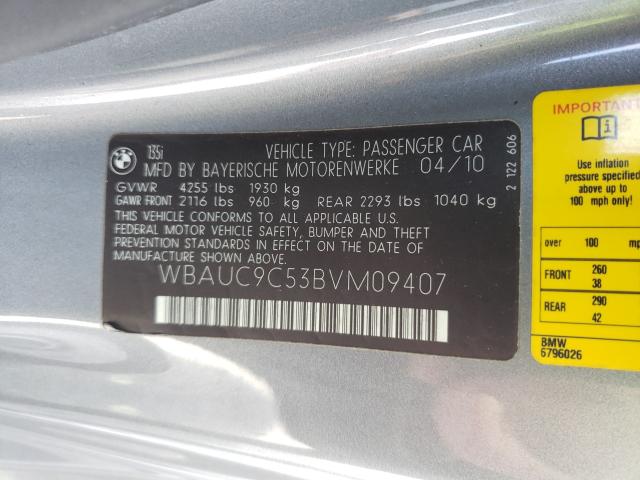 2011 BMW 135 I WBAUC9C53BVM09407