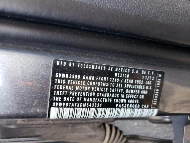 2013 VOLKSWAGEN BEETLE TUR 3VWV67ATXDM643834