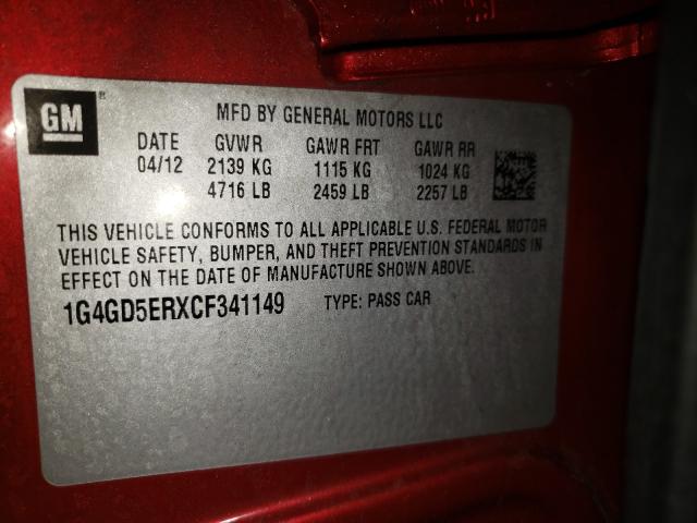 2012 BUICK LACROSSE P 1G4GD5ERXCF341149